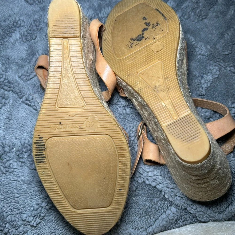 KANNA Women’s 39/8.5 T-Strap Slingback Espadrille Wedge spanish tooled Leather
